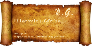 Milanovity Géza névjegykártya